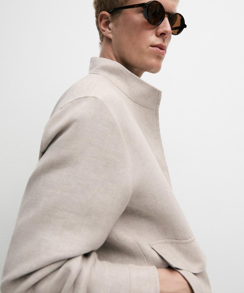 Massimo Dutti 100% Linen Total Look Pocket Jacket
