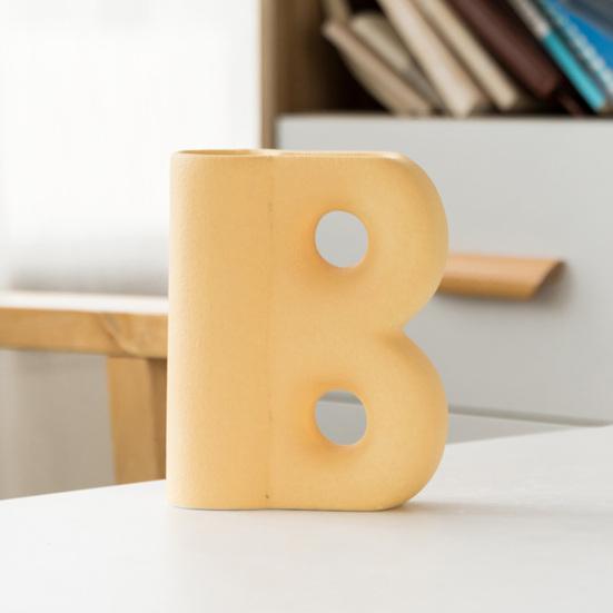 Ceramic Letter Vase Tabletop Ornamental Flower Holder Minimalist Style Solid Color Vase for Home Decor Living Room Dining Room