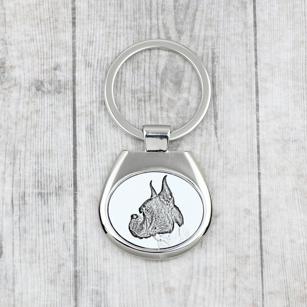 Boxer, German Boxer I - Keychain with a Dog, Keychain with a Print, Personalized Pendant from the Art-Dog Brand
