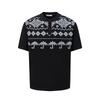 Kisko American Retro Fair Isle Henry Collar Casual Short-Sleeve T-Shirt for Men and Women, High-End Loose Summer Top, Trendy