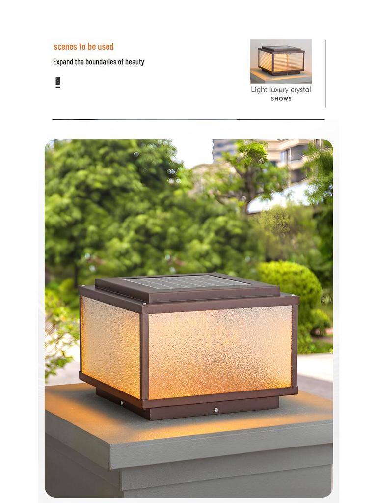 Солнечный уличный столбовой светильник для двора, сада, ограды виллы, входа ворот и дверного столба