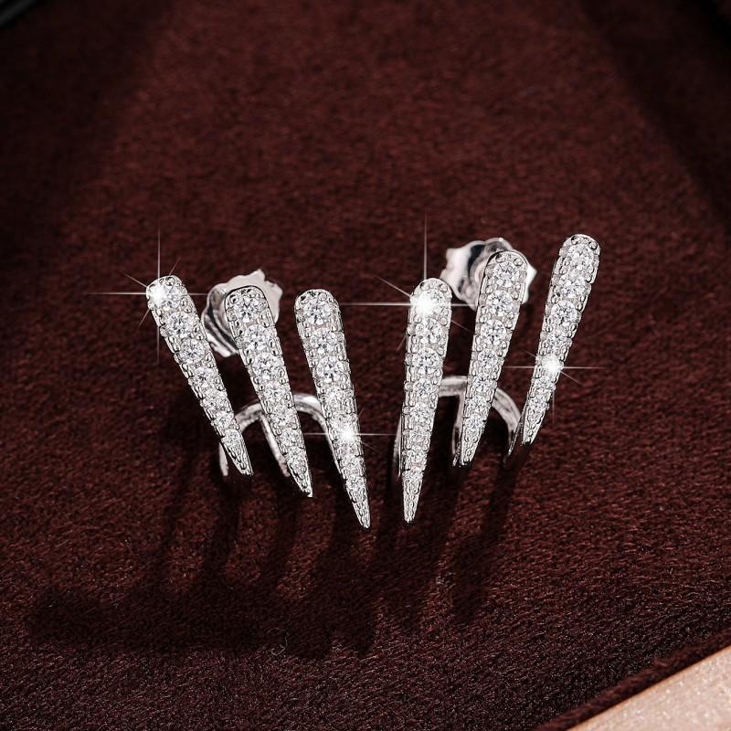 Xiaomi Huitan Simple Stylish Lady Stud Earrings Silver Color Geometric Three Lines Shape with CZ Exquisite Fashion Jewelry for Women