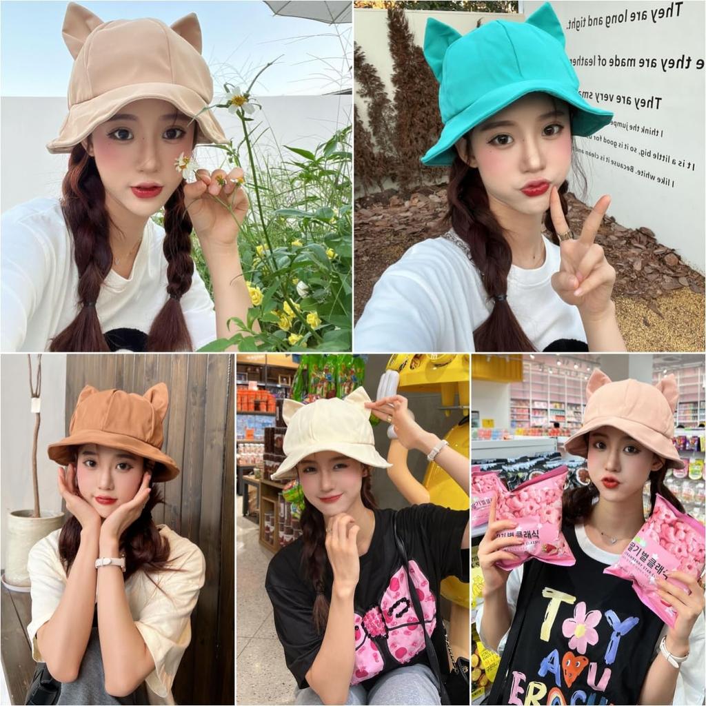 Шапка с кошачьими ушками для защиты от УФ-излучения, солнца, делает лицо [Qzkouma] Женщины, Защита, Защита, Защита, Весна, Лето, Стильная, Милая, Маленькая, MOYU-99