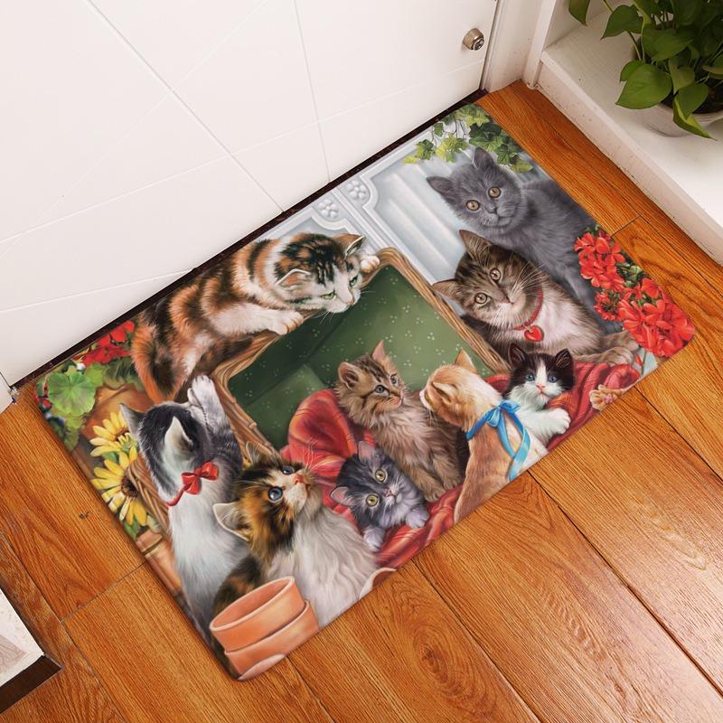 Cute Cat Rug Welcome Entry Mat Can Be Used for Bedrooms Kitchens Pets Dirt Resistant Durable Rugs Home Decoration Carpet Gift