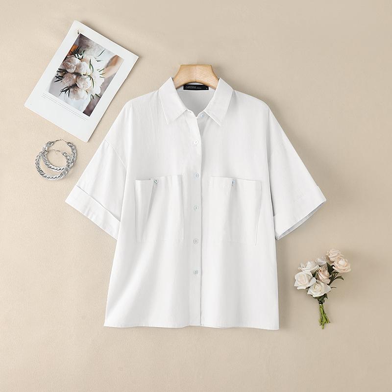 ZANZEA Женская повседневная летняя блузка с отложным воротником и коротким рукавом