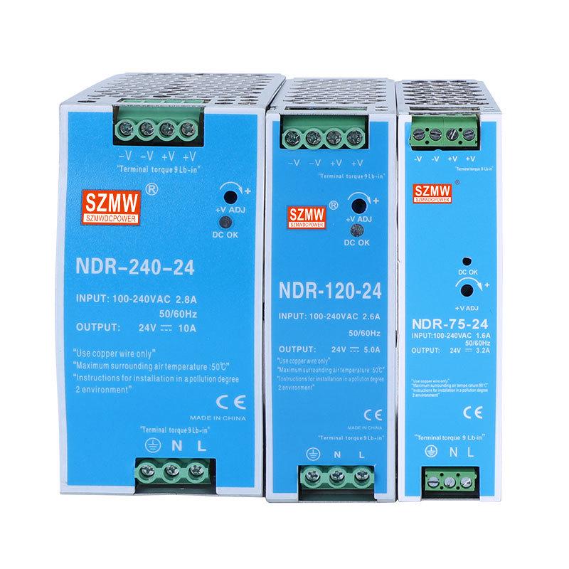 SZMW Блок питания на DIN-рейку EDR/NDR, 24 В DC, 120 Вт/240 Вт/75 Вт/150 Вт, выход 12 В