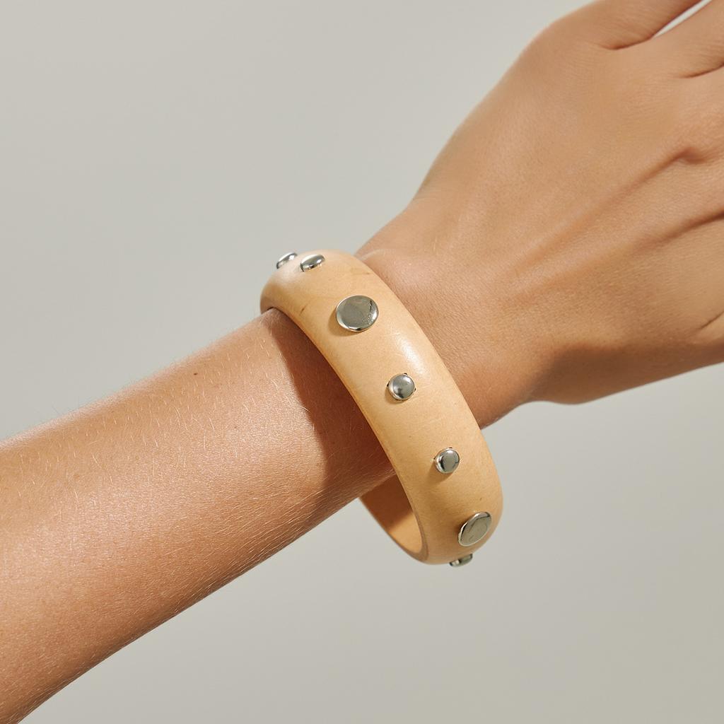 Ретро Мода Пятиконечная Звезда Клепка Деревянный Браслет Манжеты Y2k Панк Стиль Геометрический Винтажный Браслет Ювелирные Изделия Мода Хип-хоп Гранж Pulseras Mujer