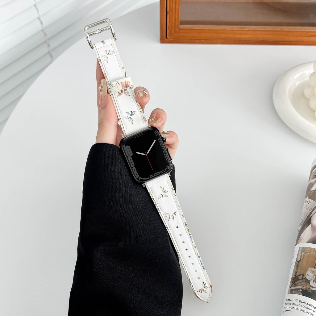 Кожаный ремешок для Apple Watch band 45мм 41мм 44мм 40мм 49мм 42мм Браслет-ремешок в стиле 'бабочка' iWatch Ultra 9 8 SE 7 6 5 4 3