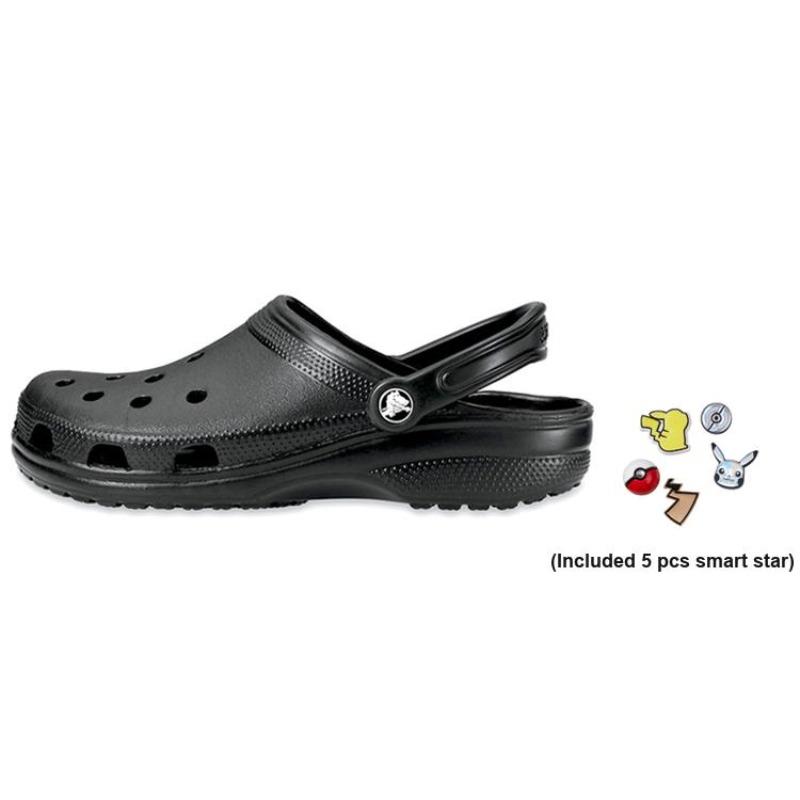 Crocs Классические клоги Классические пляжные повседневные плоские клоги 2 см Унисекс Черный 10001-001