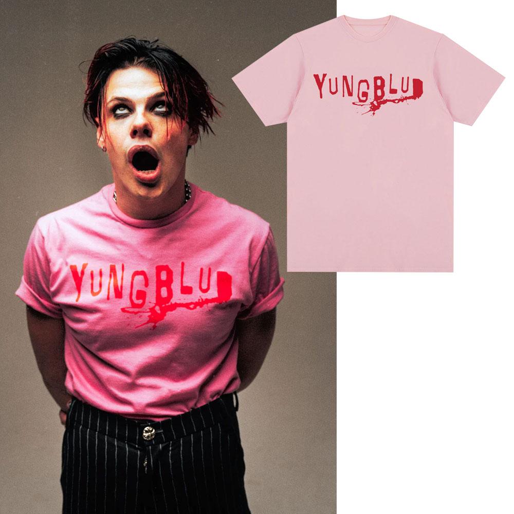 Певец Yungblud Тот же стиль Мерч Розовые Футболки Подарки для Фанатов Мужская Одежда Мода Короткий Рукав Хлопок Летняя Оверсайз Футболка