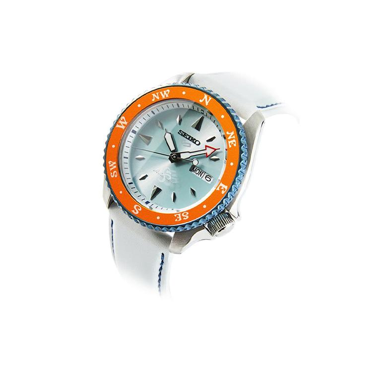 Seiko 30 м Водонепроницаемые Автоматические Механические Часы Кожаный Ремешок Мужские Часы Белый Циферблат SRPF63K1()
