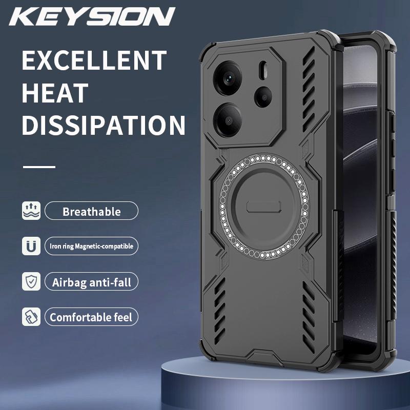 KEYSION Полый чехол с защитой от перегрева для Redmi Note 14 4G/5G - Силикон + ПК с магнитной совместимостью и защитой-подушкой безопасности