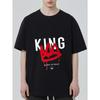 King T Shirt Black Crown Graffiti Print Born To Rule Statement Graphic Tee for Casual Streetwear Fashion