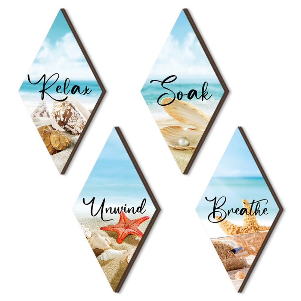 4pcs Wooden Summer Ocean Wall Ornaments Wall Art Ocean Animal Ornaments Summer Outdoor