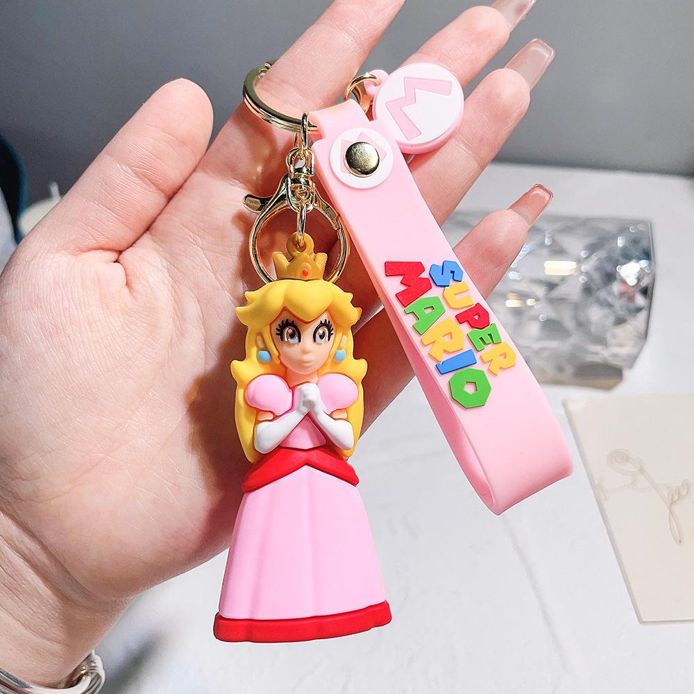 Super Mario Keychain Mario Bros Luigi Toad Yoshi Bowser Action Figure Model AccesoriosPVC Cartoon Bag Doll Pendant Toys Gift