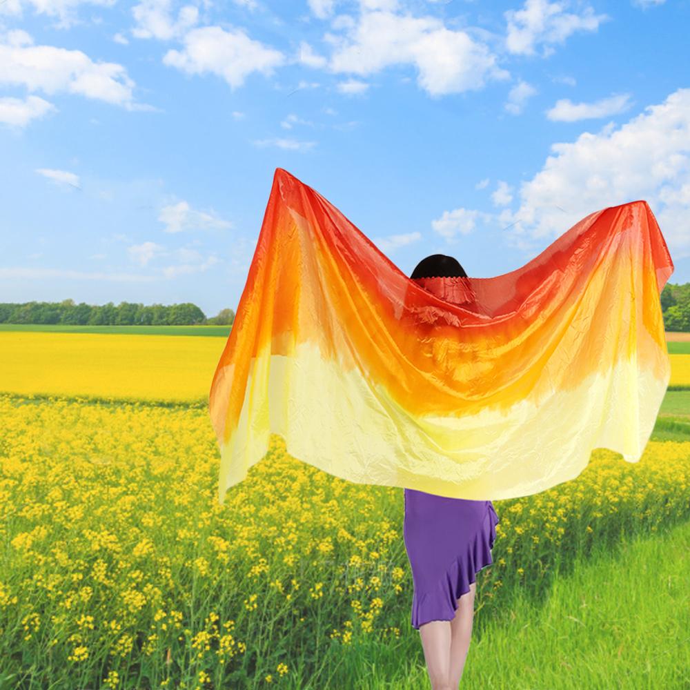 Long Belly Dance Veils Gradient Color Dancing Scarf Turban Hijabs Latin Belly Dance Shawls