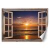 Wallpaper Window View Sea Beach Sunset