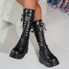 Winter 2025 Heightened Platform Knight Boots Women's Block Heel Mid-Leg Shoes