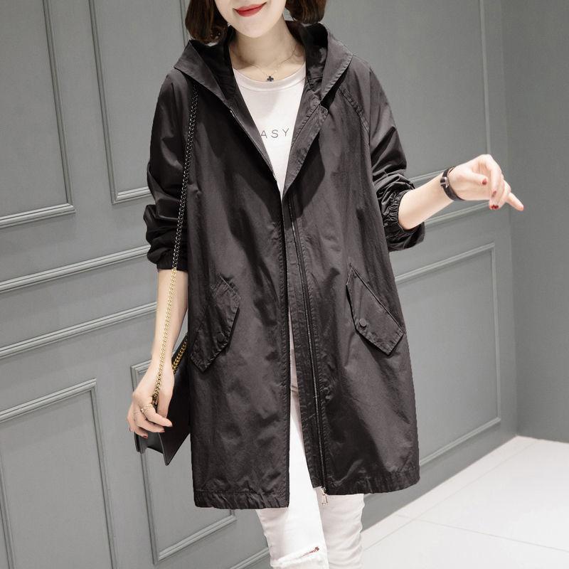 Large Size Women's Mid-length Thin Windbreaker Coat