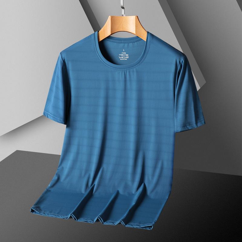 Крутая футболка из ледяного шелка с коротким рукавом, мужская футболка с короткими рукавами и фитнес-футболкой больших размеров, топ
