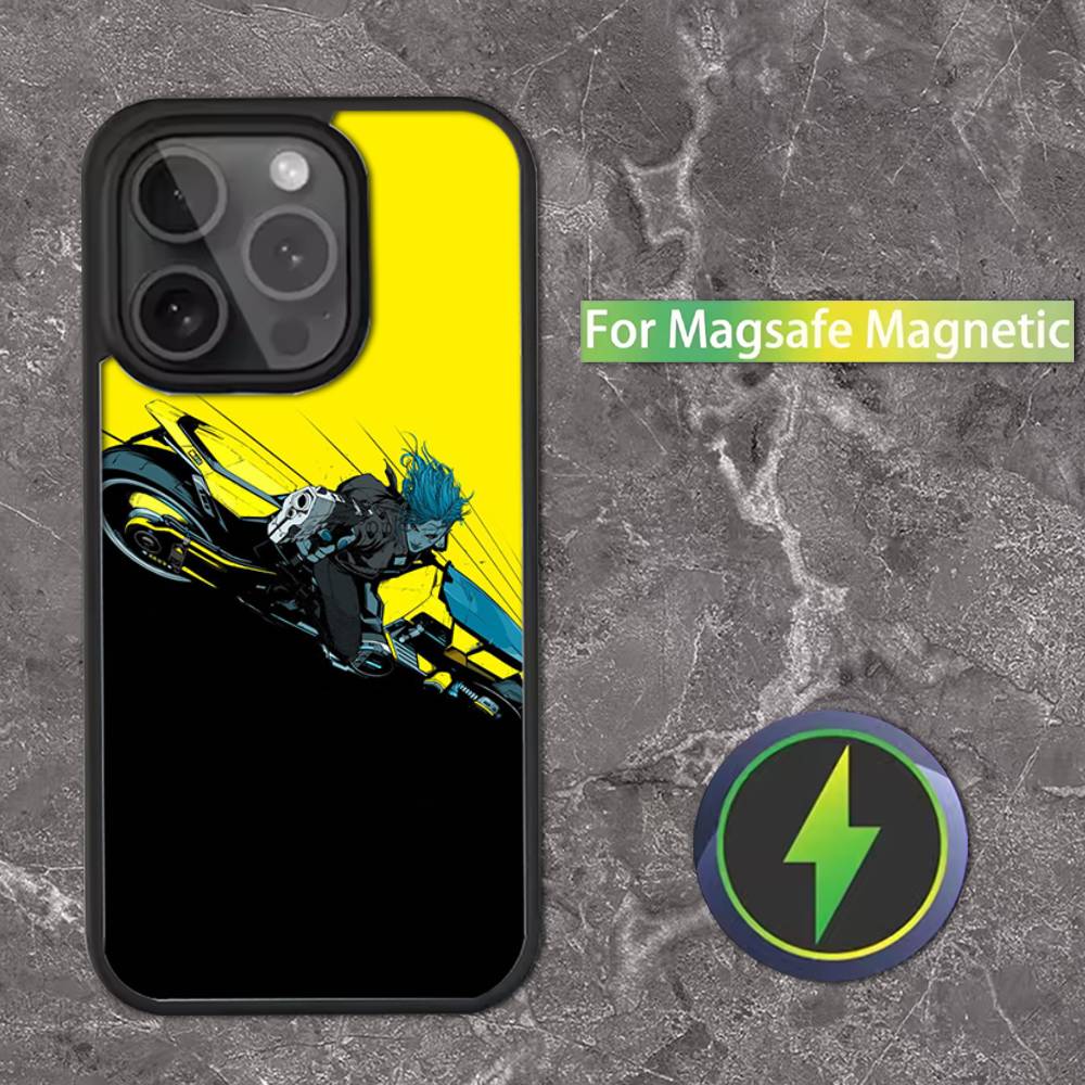 Чехол для телефона E-Edgerunners Cyberpunks для iPhone 16,15,14,13,12,11,Pro,Max,Plus,Mini,SE Магнитная беспроводная зарядка MagSafe
