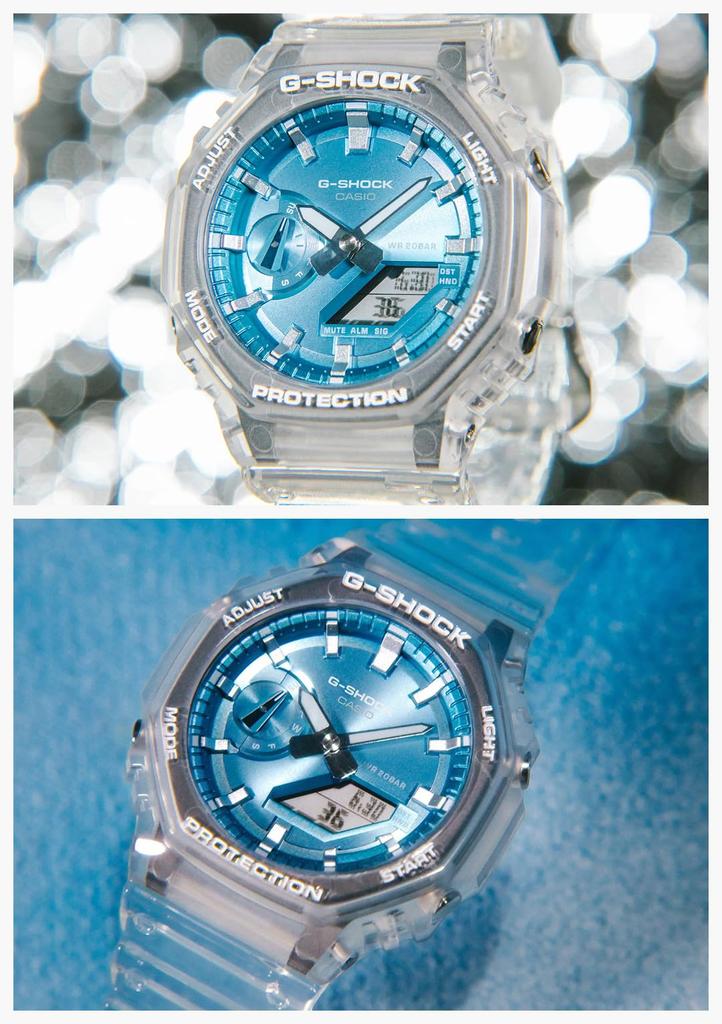 Casio Яркий Металлический Прозрачный G-Shock Мужские Часы, GA-2100BM-7A2JF, Циферблат,