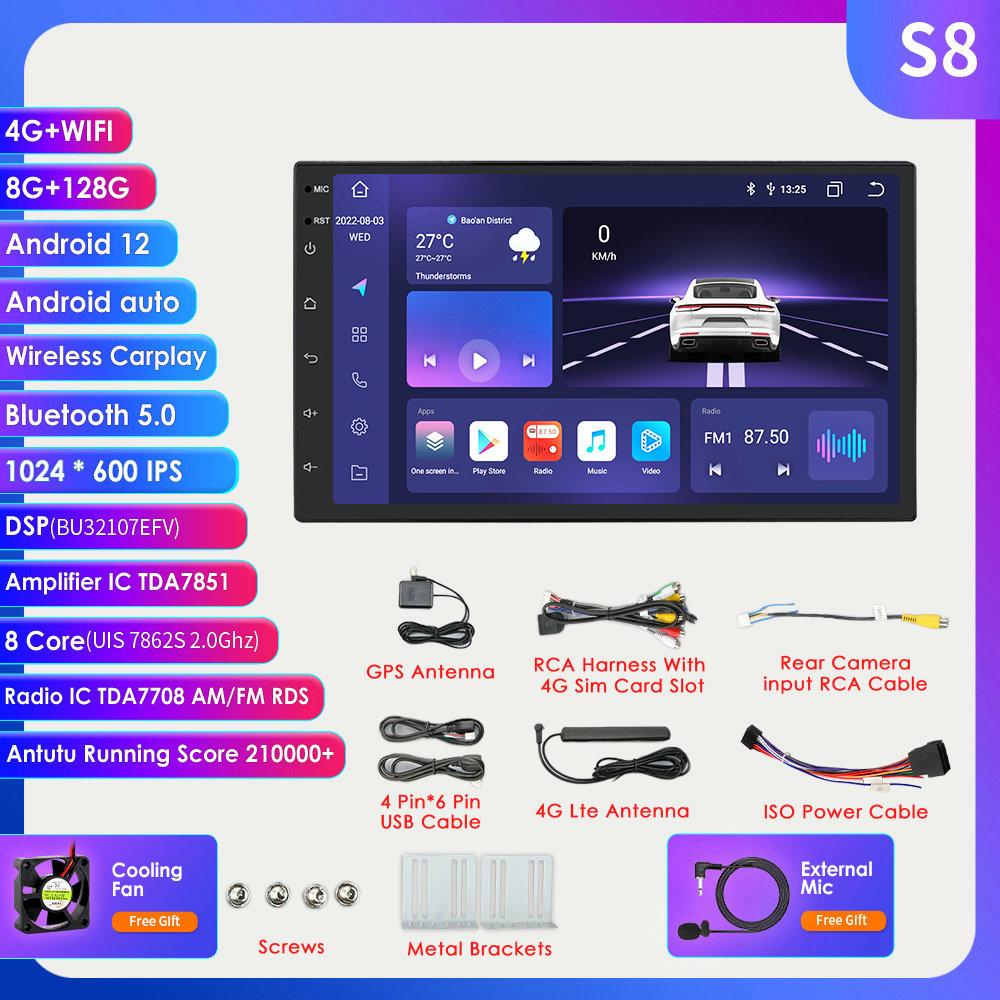 Автомобильная магнитола Hizpo 2 ГБ + 32 ГБ Carplay 7 дюймов 2 Din Android Универсальный автомобильный мультимедийный плеер Стерео 2Din Видео Автомагнитола Штатная стереонавигация GPS WiFi