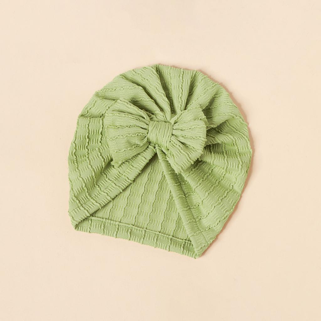 INS Style Baby Kids Headwear with Bow - Stretchy Elastic Newborn Jacquard Bonnet Hat Infant Turban Cap for Girls Boys 0-2 Years Old