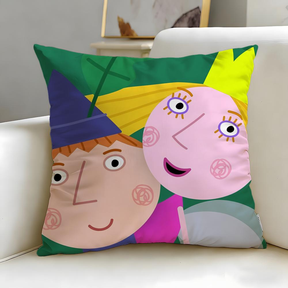 cartoon Ben And Hollys Little Kingdom Cushion Cover Soft EasyWash Pillow Case Versatile for Couch Bed Travel and Office