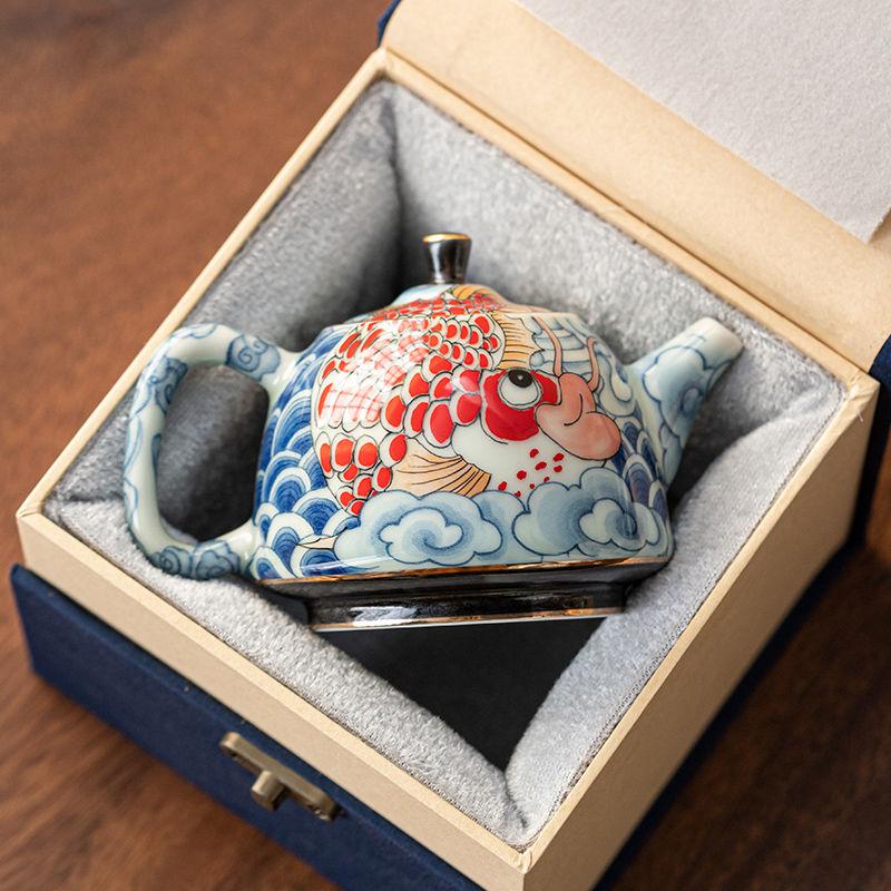 Chinese Underglaze Color Ceramic Teapot Tea Gift Customized Tea Infuser