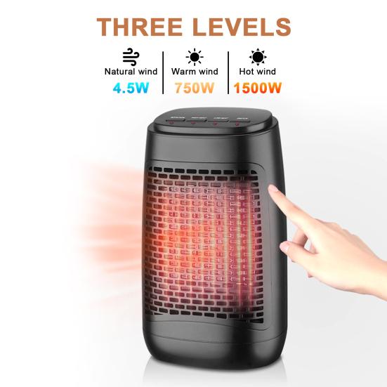 Портативный обогреватель 1500 Вт, быстрый нагрев, 3 режима нагрева, домашний электрический керамический обогреватель для ванной комнаты, спальни, гостиной