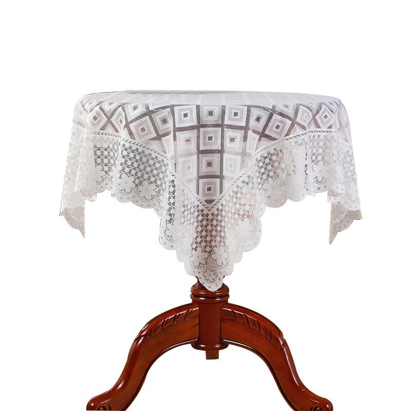 Модная кружевная ромбовидная сетка, выдолбленная скатерть, бытовая белая кружевная круглая скатерть, практичная квадратная кружевная скатерть, декоративная ткань