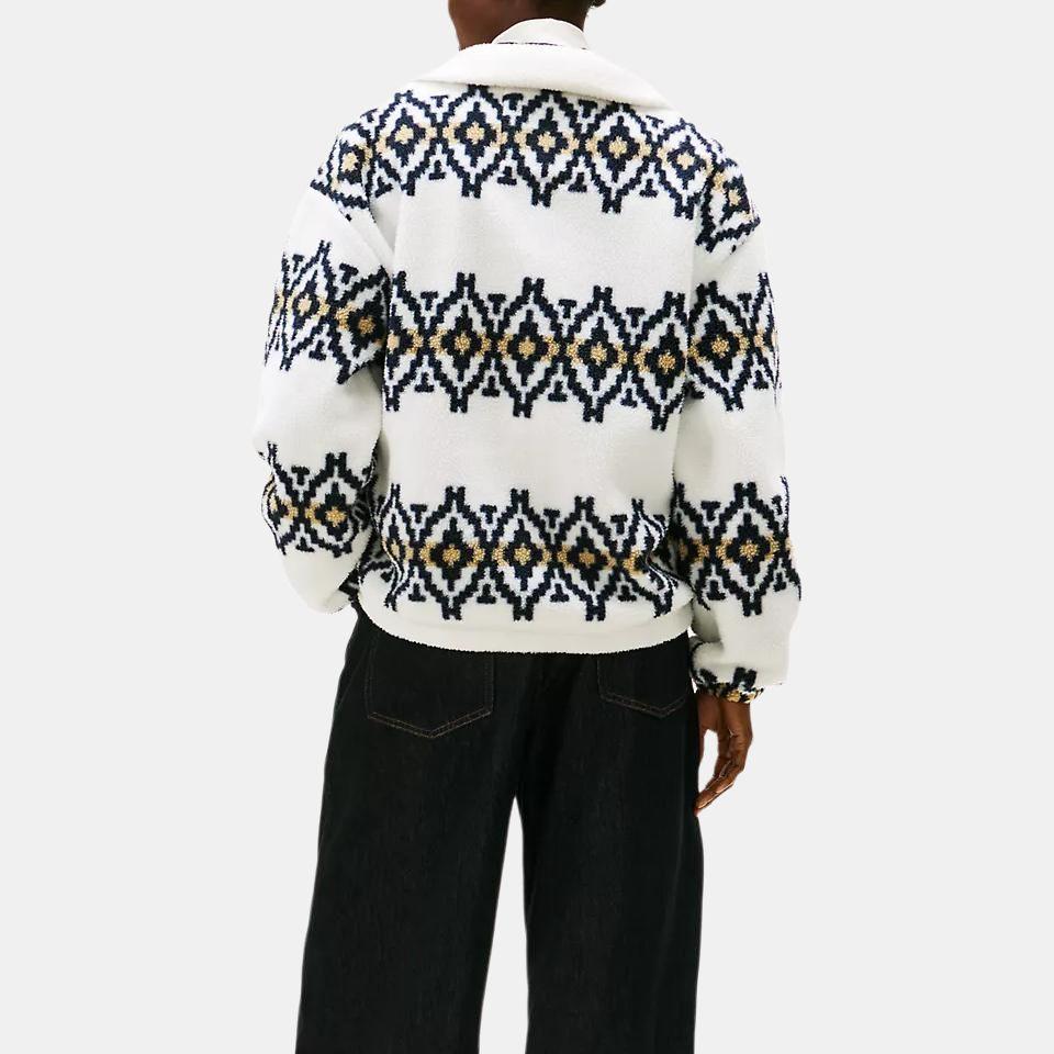 Tommy Hilfiger Мягкий пуловер с принтом Fair Isle на молнии четвертью, удобная теплая толстовка, женская толстовка XW07316-YBL