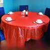 Clear Red & White Disposable Tablecloth - Thick, Plastic, Round or Rectangle