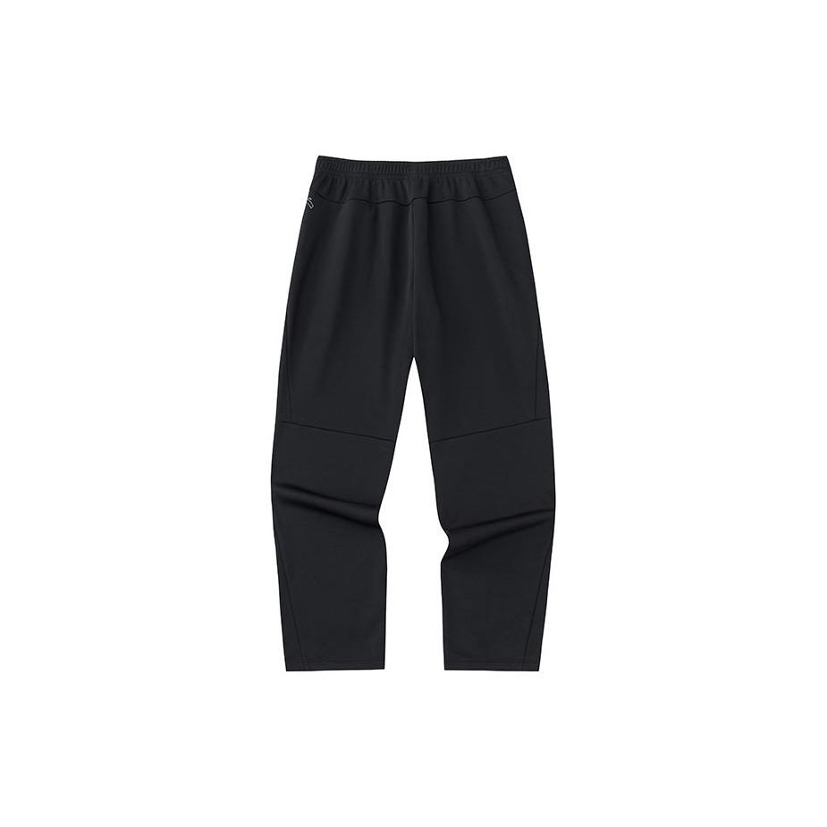 Anta Мужские повседневные брюки Running Series из флиса, однотонные, со средней талией, прямые, черные 952345301-2