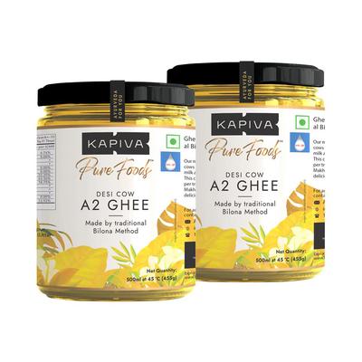 Набор масла Гхи из молока А2 (2 x 500 мл), A2 Milk Desi Ghee Set, Kapiva