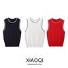 Fashion Style 2024 Summer New Arrival Women's Clothing Silm All-Matching Sleeveless Contrast Color Trim Plain Stitch Tops 8851008