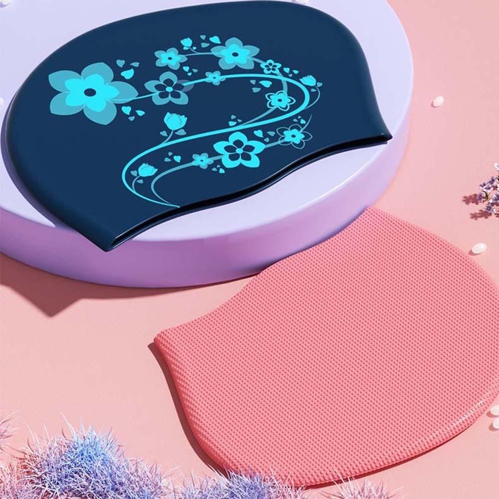 Soft Flower Swim Headgear Thicken Design Snorkeling Cap Major Bathing Cap Floral Diving Hat  Shower