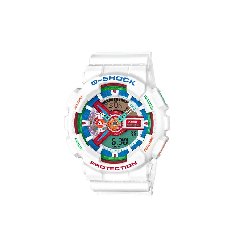 Casio Серия с двойным дисплеем (ЖК/стрелочным), яркие контрастные цвета, модный и энергичный уличный классический циферблат со стрелочным и ЖК-дисплеем, GA-110MC-7A