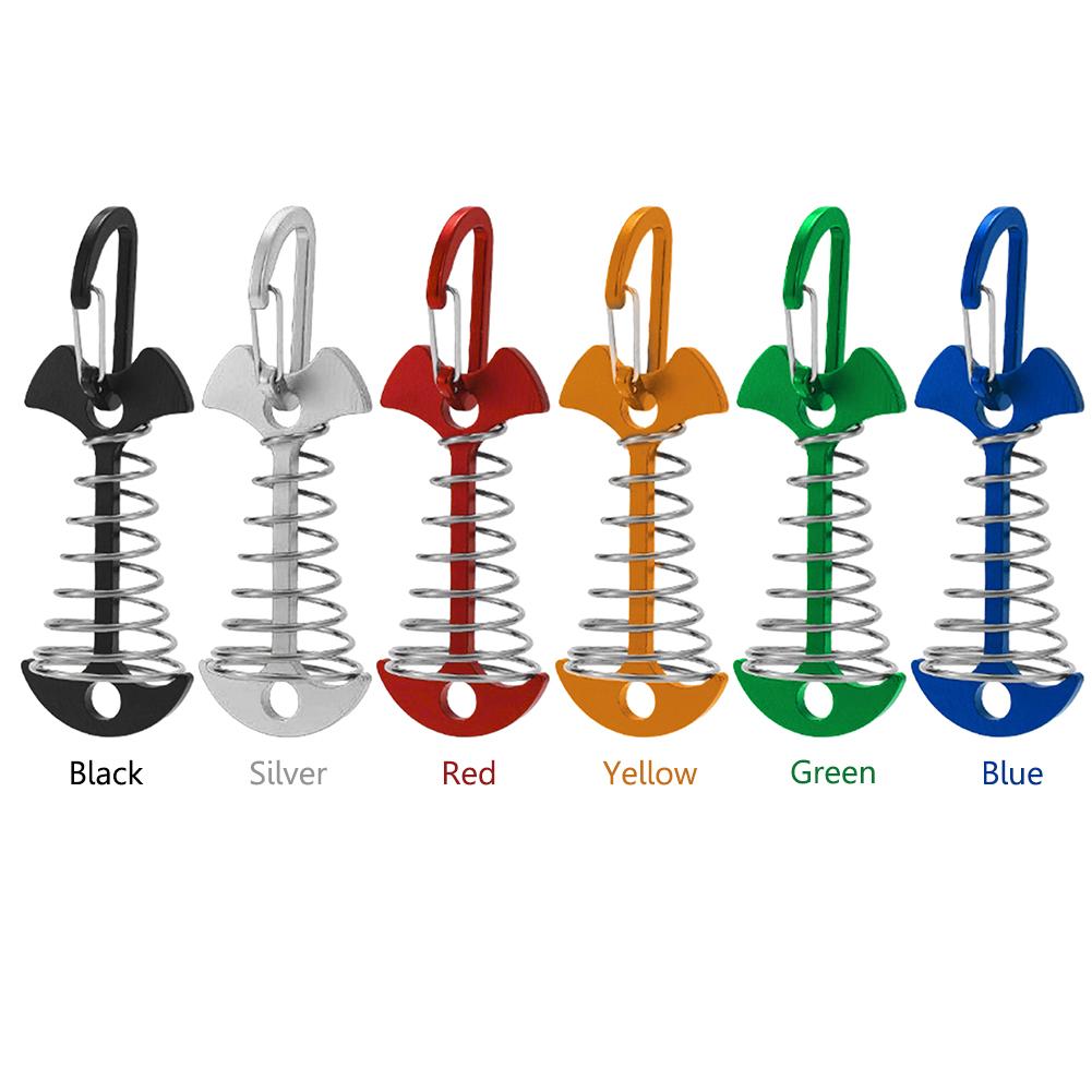 Wind Rope Buckle Portable Camping Deck Peg Tent Rope Buckle with Carabiner Camping Awning Tent Hooks Fixed Nail Outdoor Tools