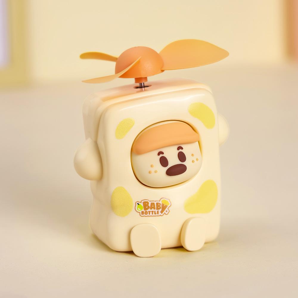 2026 Mini Handheld USB-Charged Student Portable Cute Cartoon Milk Bottle Fan