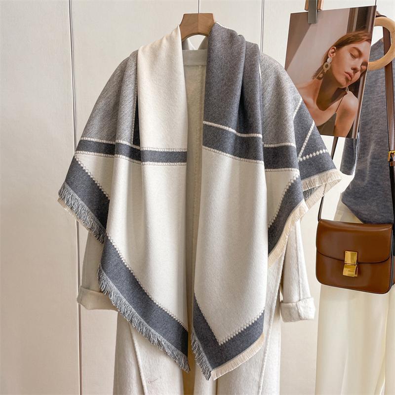 Winter Warm Cashmere Scarf for Women Plaid Print Pashmina Blanket Thick Shawl Wrap Neckerchief Fashion Bufanda Echarpe Poncho