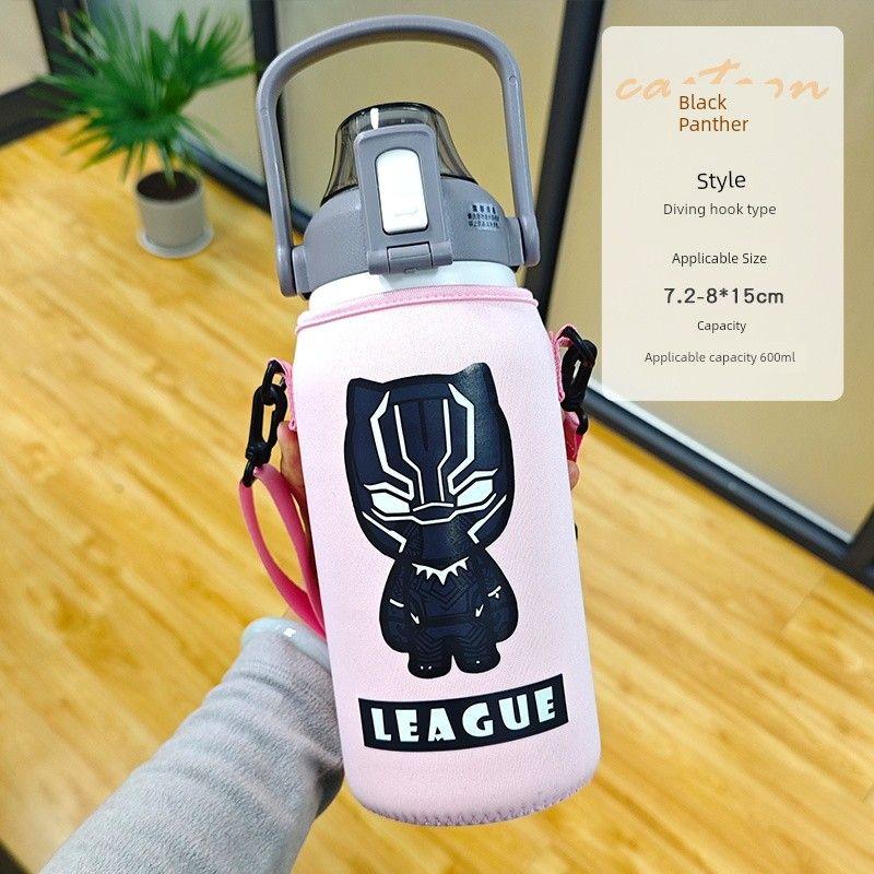 Large-Capacity Thermos Cup with Enlarged Cup Sleeve, Shoulder Strap, Hand-Held, Cross-Body, Children's Xilefu Universal Water Bottle Protective Cover