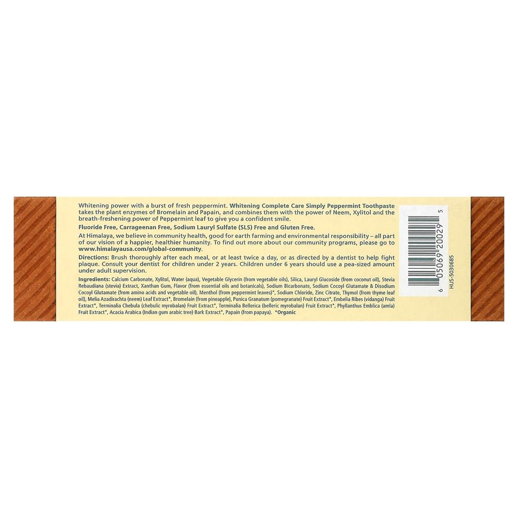 Himalaya Botanique, Отбеливающая зубная паста Complete Care, Simply Peppermint, 150 г (5,29 унций)