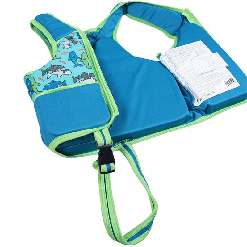 Summer Children Sleeveless Zipper Swim Life Jackets Kids Boys Girls Adjustable Life Vests Cartoon Balanced Flotation Swimsuit