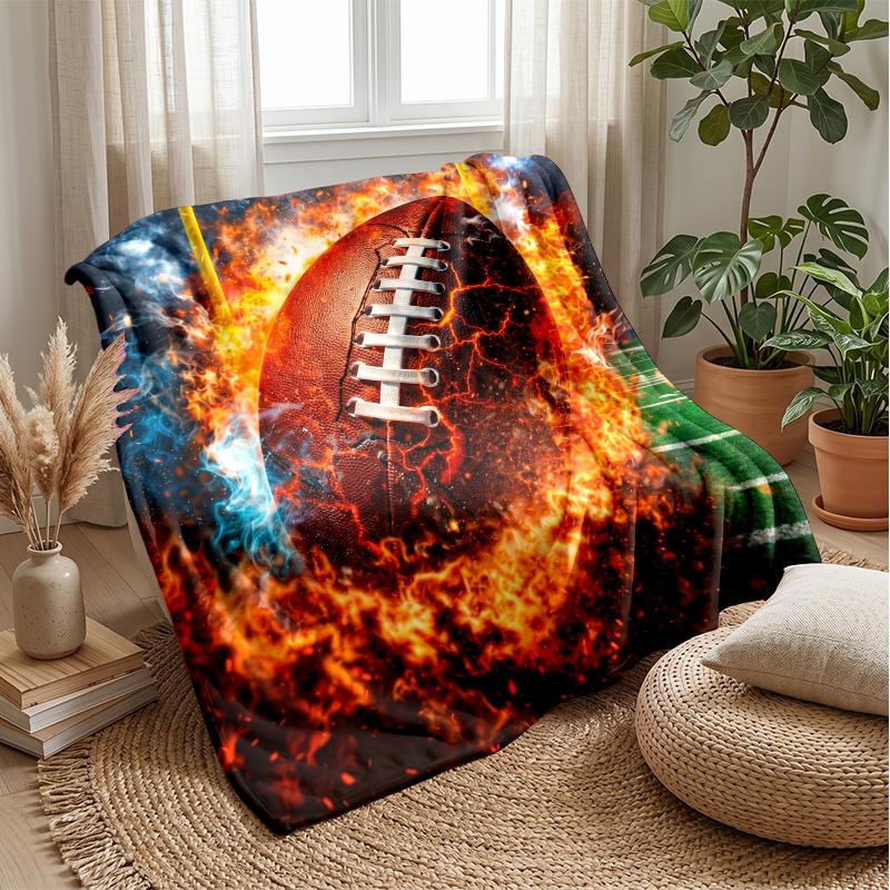 Flaming Football Fiesta Theme blanket Lightweight Warm Flannel Blanket Decorative Throw Blanket for Home Decoration