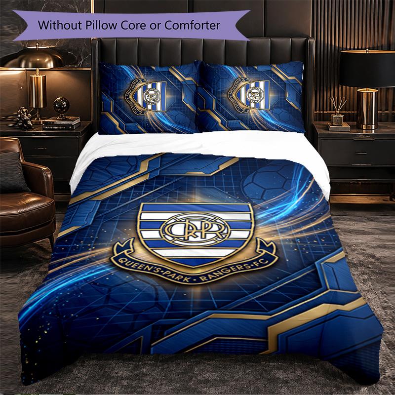 Queens Park Rangers Football 3 Piece Bedding Set Soft Duvet Cover Set with Pillowcases Printed Bedroom Decor Set for Home