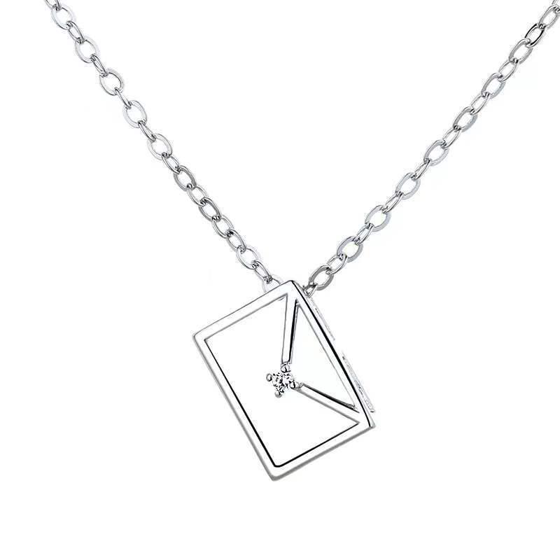 Серебряное ожерелье-конверт Beixi S925: Женская простая, универсальная цепочка на ключицы с уникальным дизайном