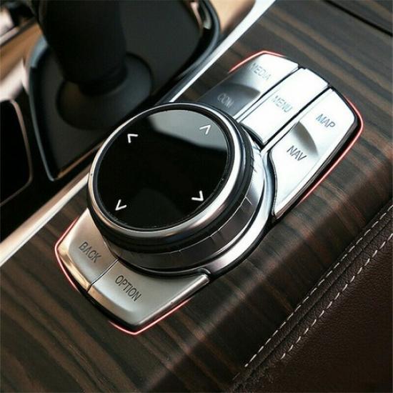 Matte Silver ABS Car Console Media Button Sticker For BMW 5 G30 17 18 20 21 22