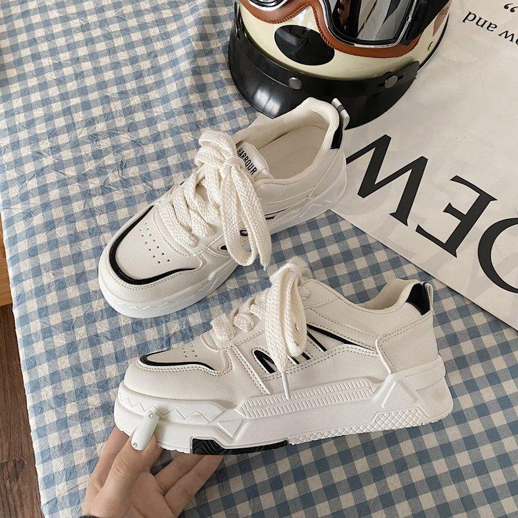 Женская обувь для внешней торговли 2025 весна новая резиновая мягкая подошва на платформе шнуровка студенческая женская повседневная спортивная обувь для скейтборда